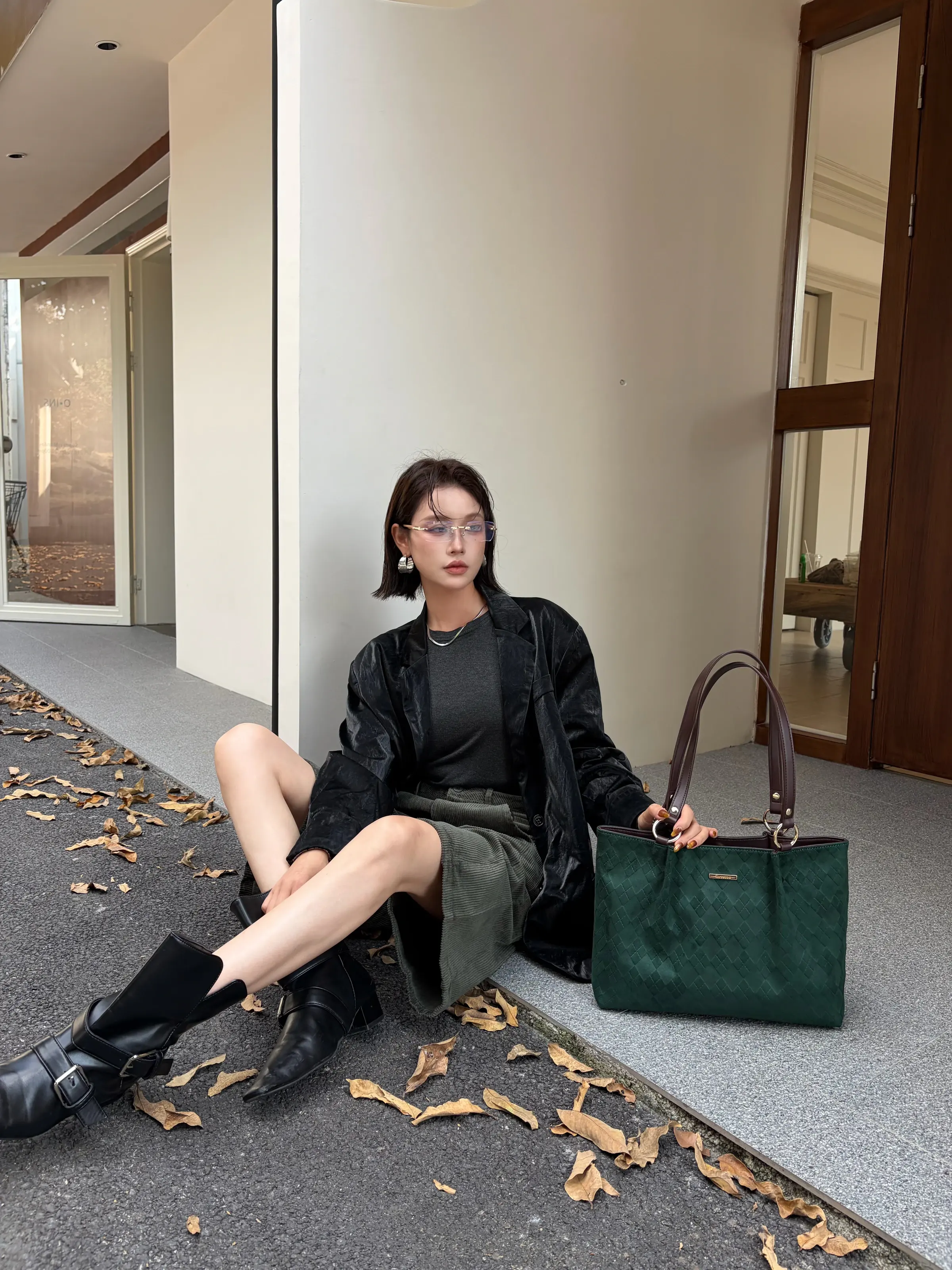 Vera Forest Green Tote Bag — view 11