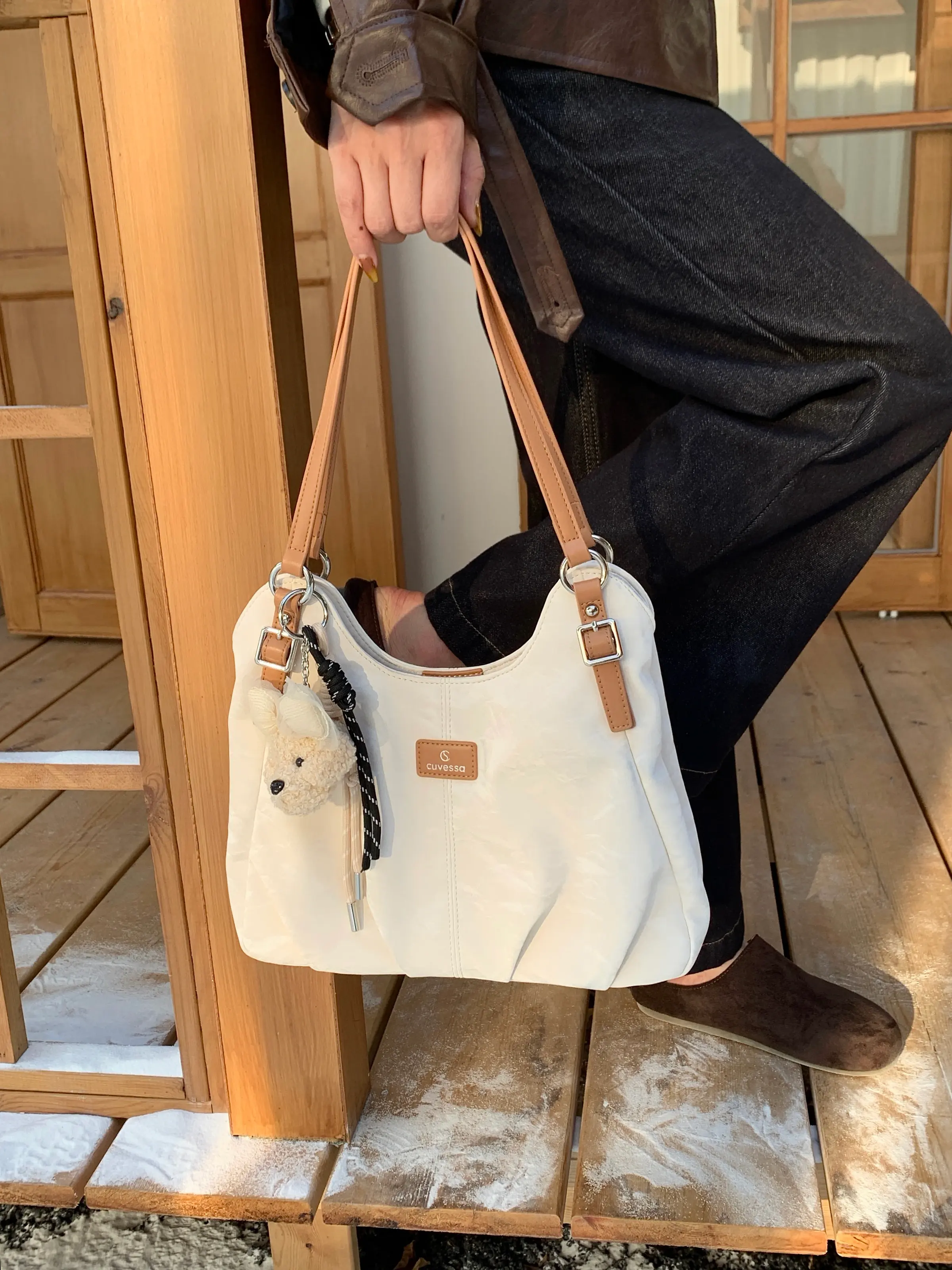 Elia Ivory Slouch Shoulder Bag — view 12